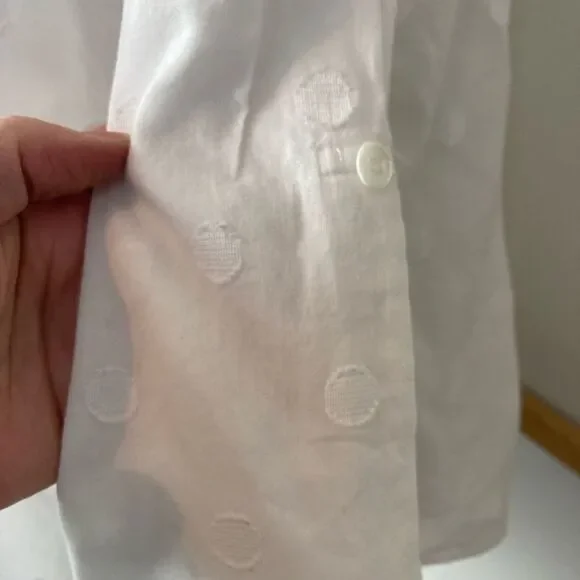 Chicos White Polka Dot embroidered on white background Button-Up Shirt (2) - Picture 9 of 13